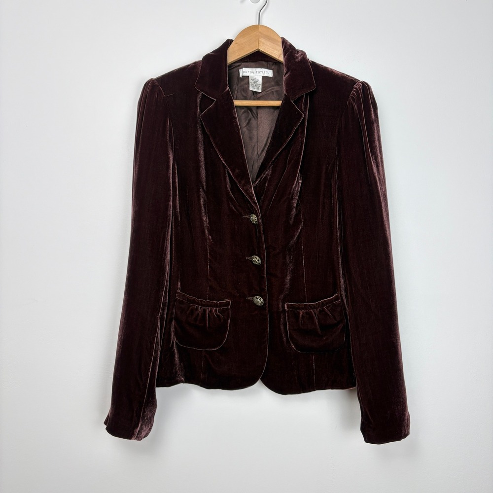 Pursuits Ltd Womens Velvet Victorian Siren Blazer Size‎ 6 Brown Steampunk Office